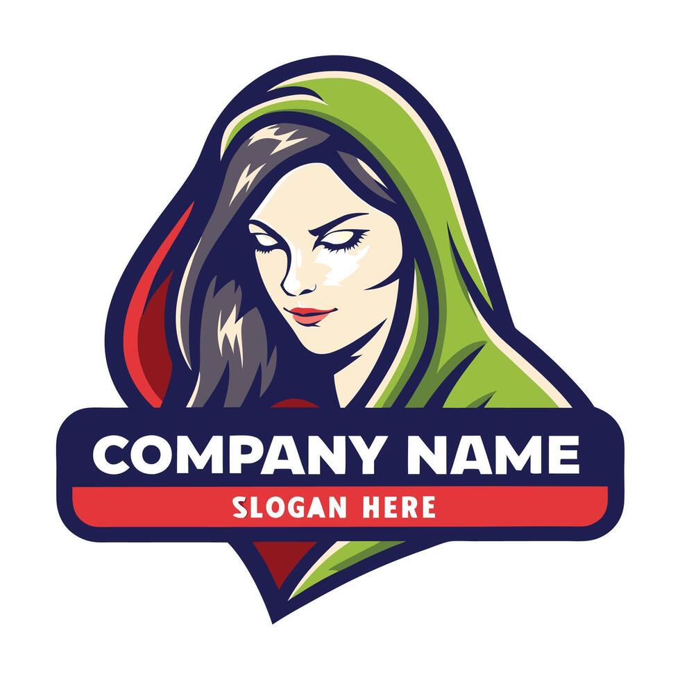 a woman in a hooded robe with a green and red scarf vector