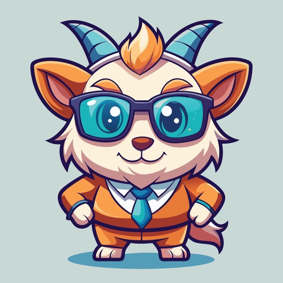 a cartoon goat wearing glasses and a suit on a white background vector