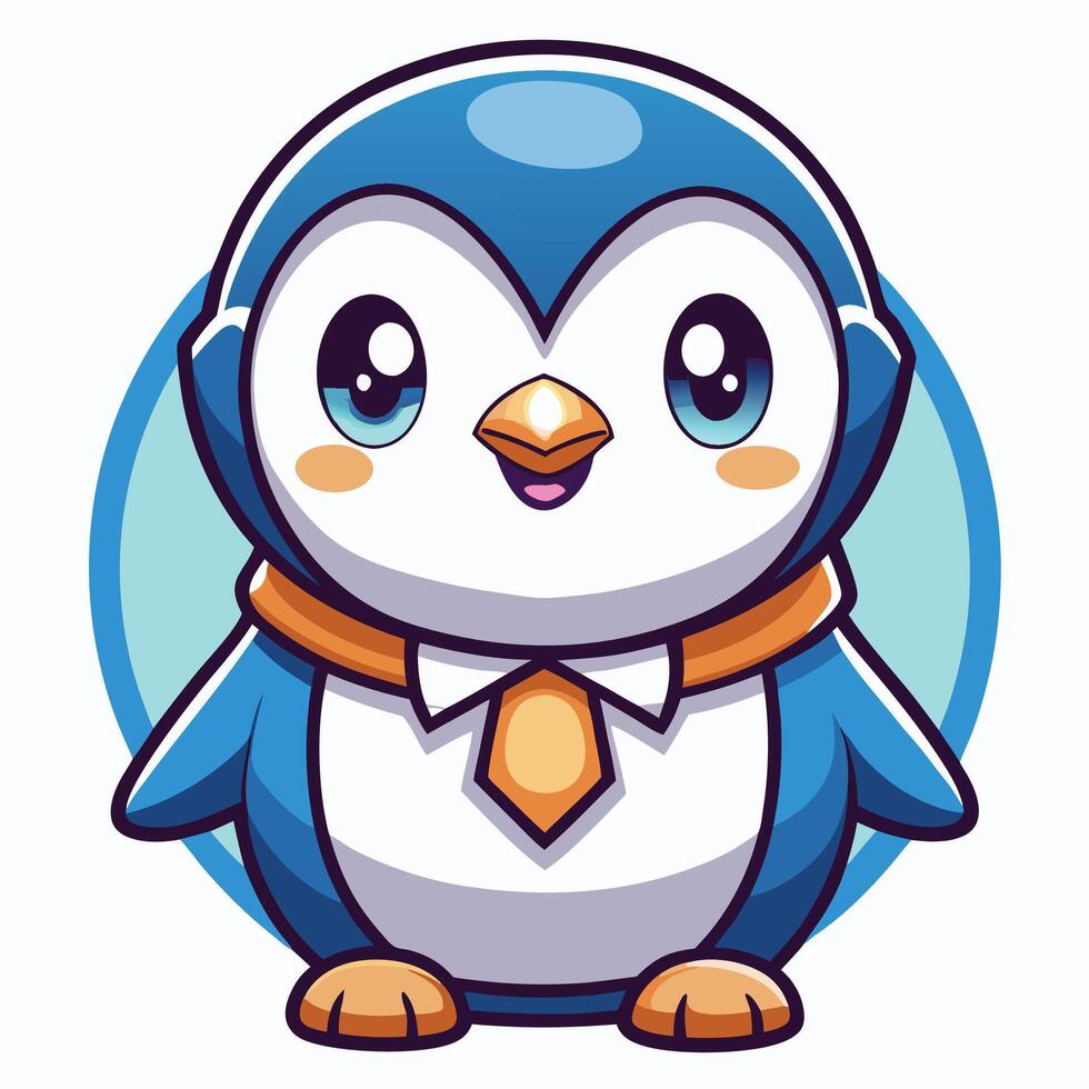 a cartoon penguin wearing a tie and tie on a white background vector