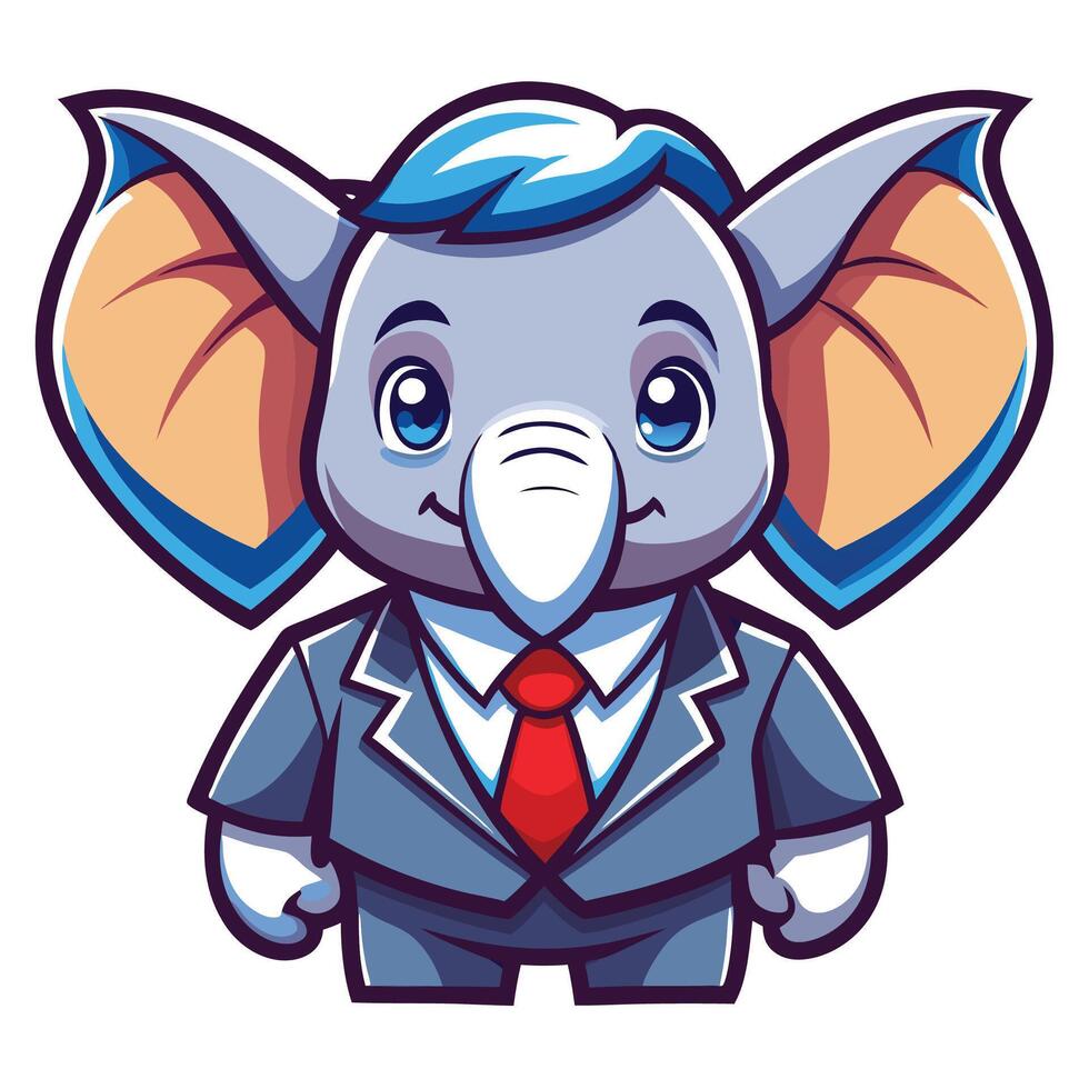 an elephant wearing a suit and on a white background tie on a white background vector