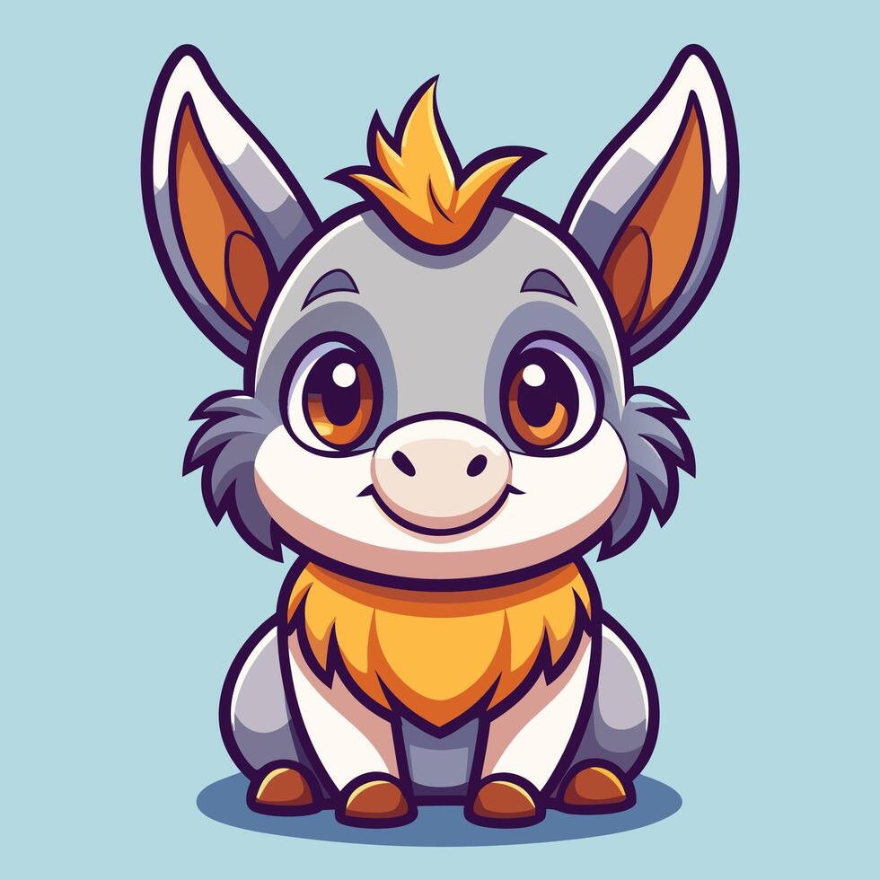 cartoon donkey with orange hair and big eyes vector