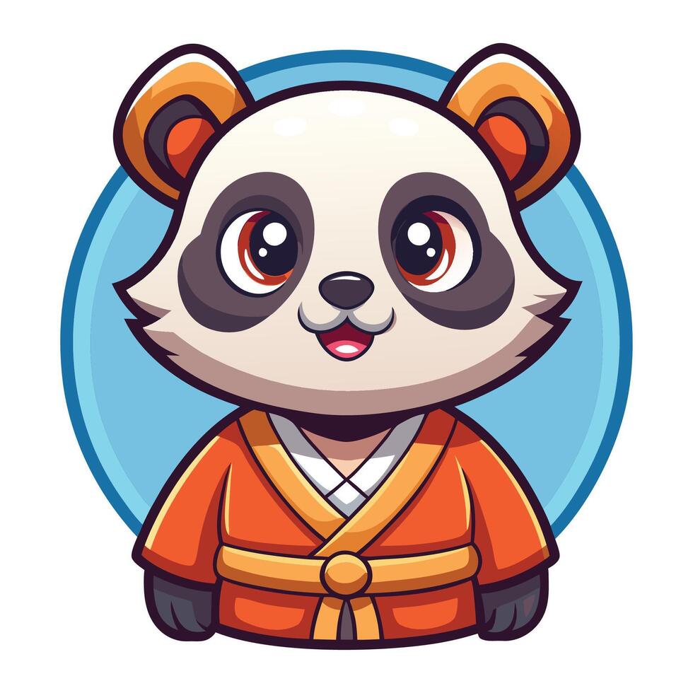 a cartoon panda bear wearing an orange robe vector