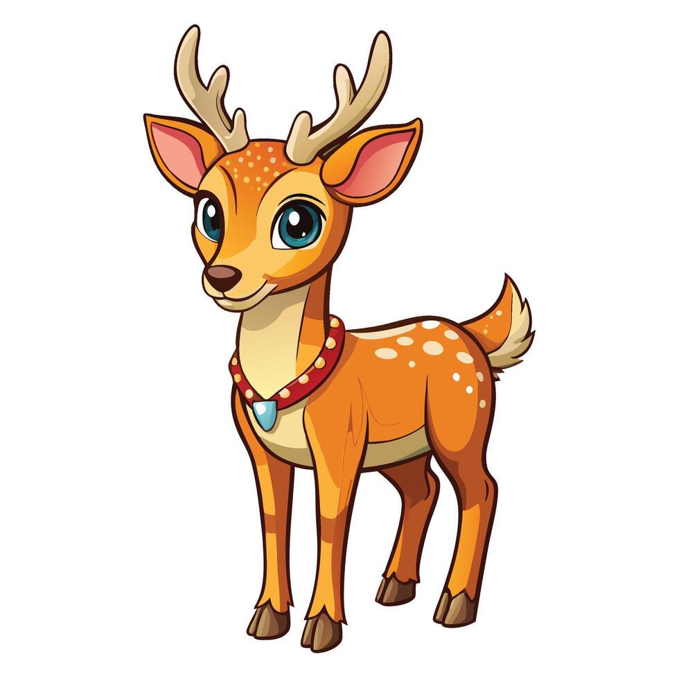 cartoon deer with a collar and a necklace vector