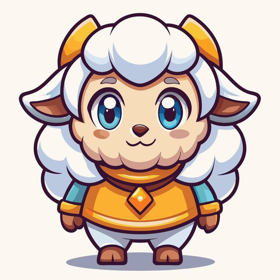 cartoon sheep character with blue eyes and a yellow dress vector