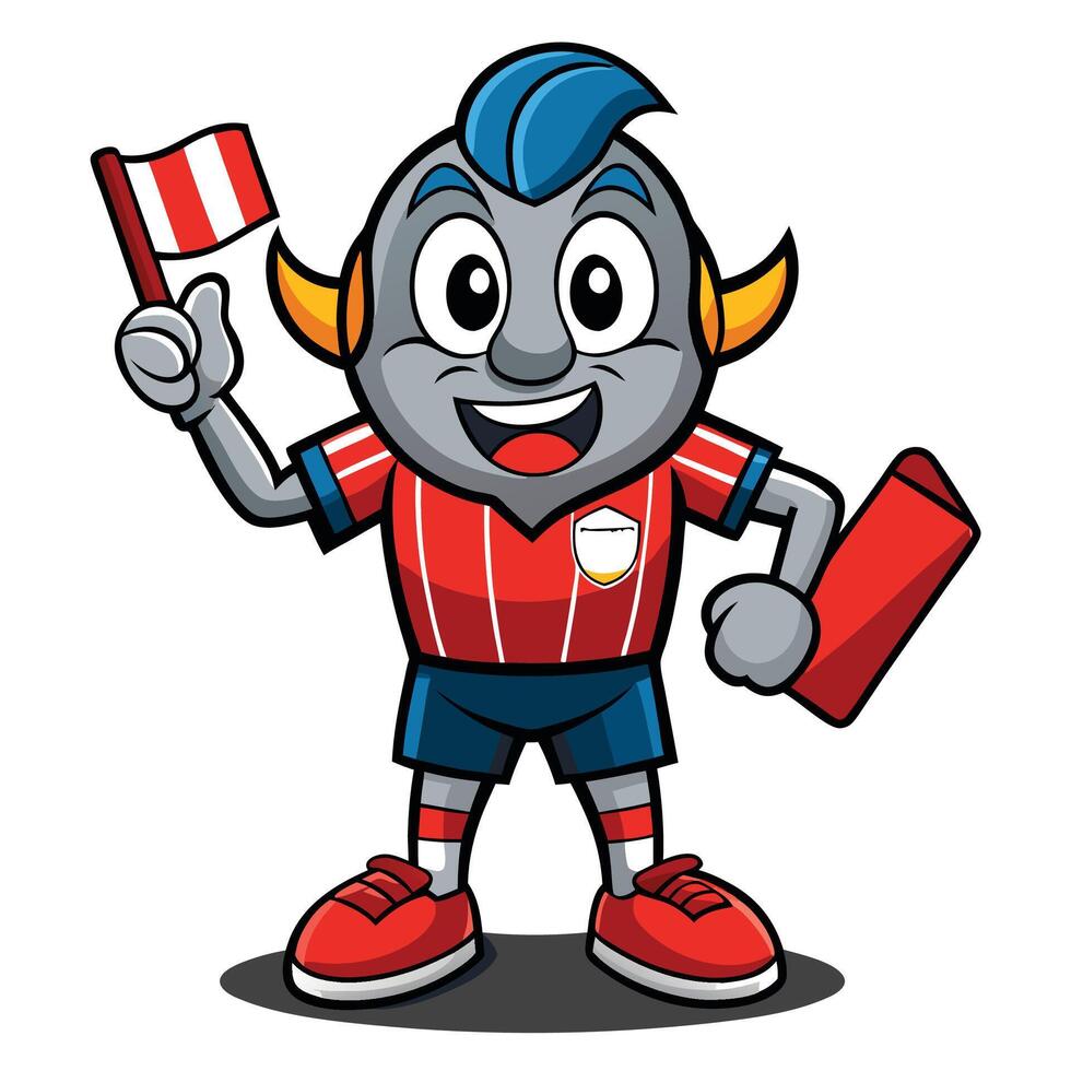 cartoon soccer referee mascot illustration with simple gradients on white background vector