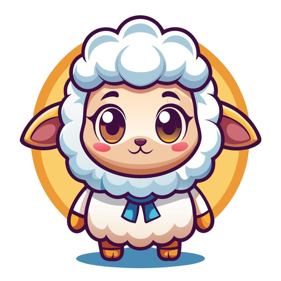 cartoon sheep character with big eyes and a bow tie vector