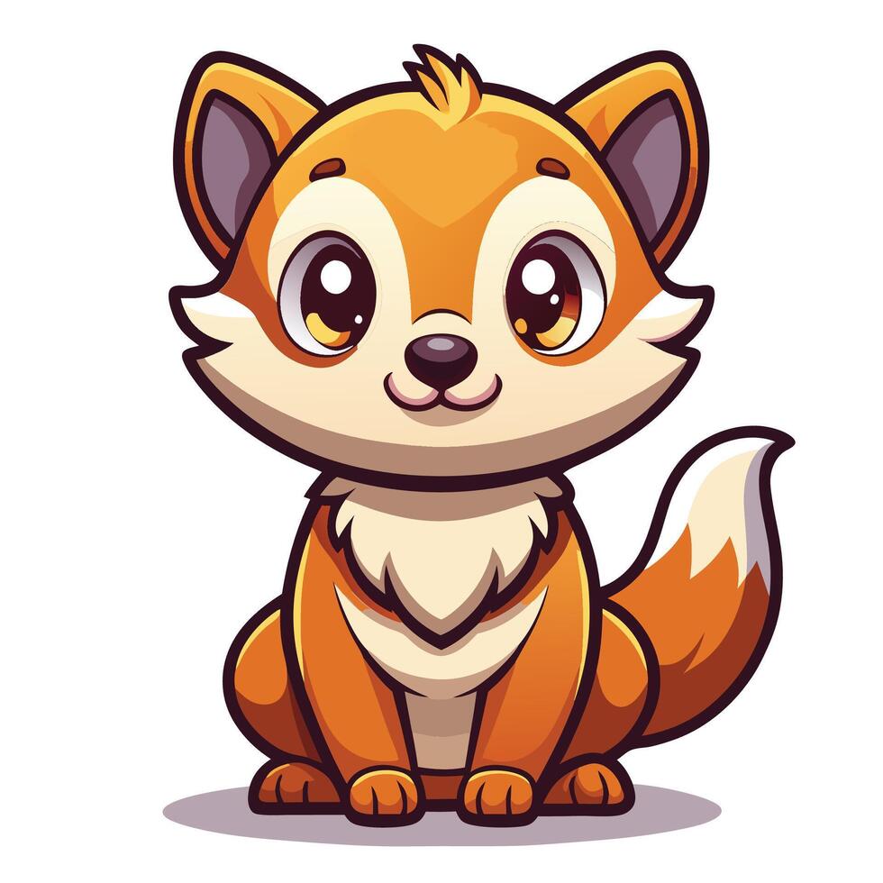cartoon fox sitting on the ground on a white background vector