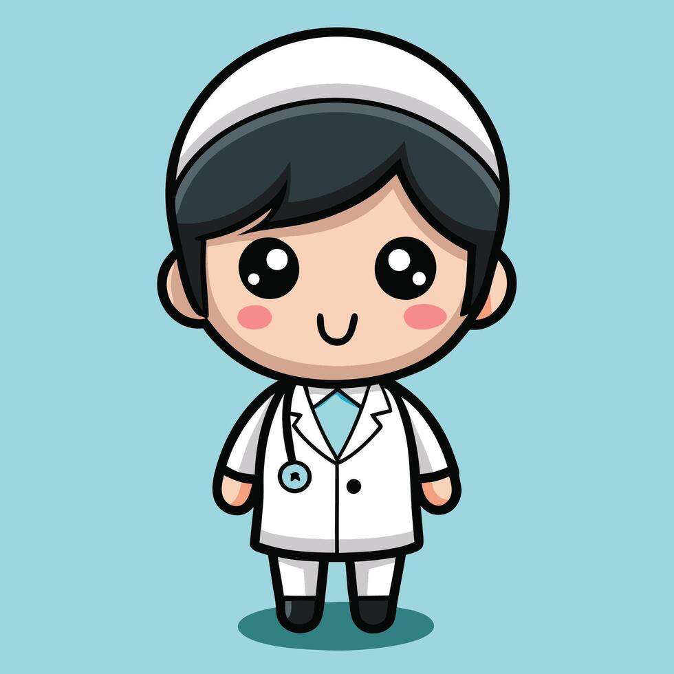 a cartoon doctor in a white coat vector