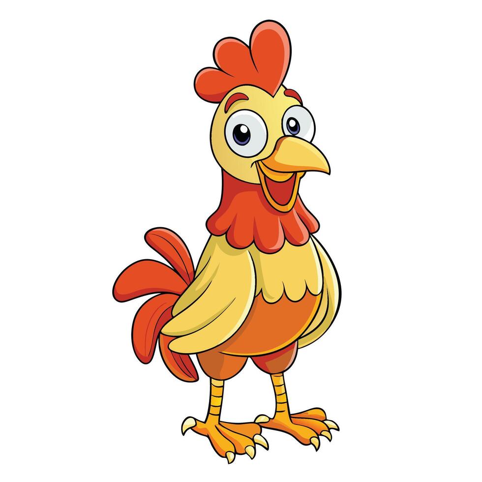 cartoon chicken standing background vector