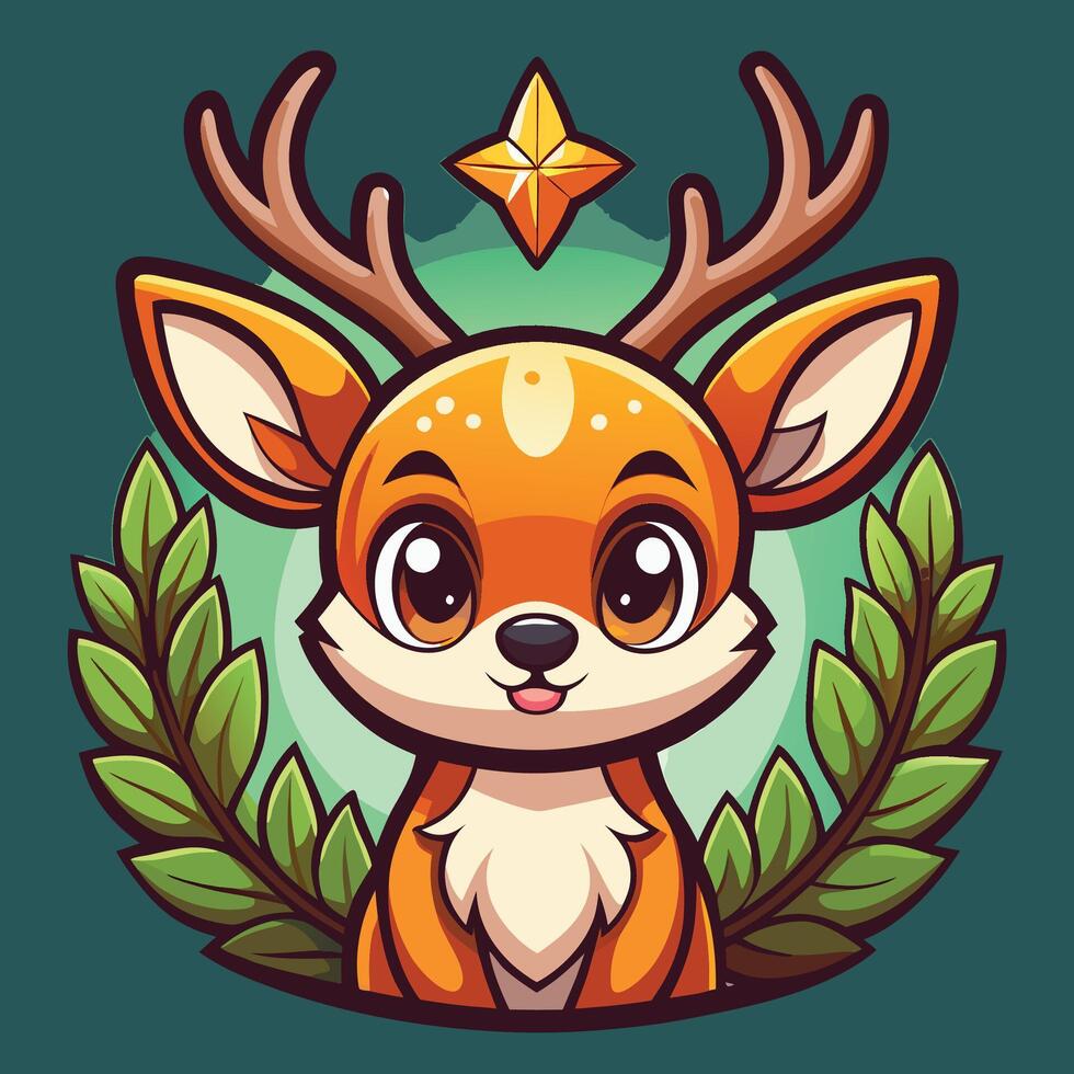 a cartoon deer with a star on its head vector