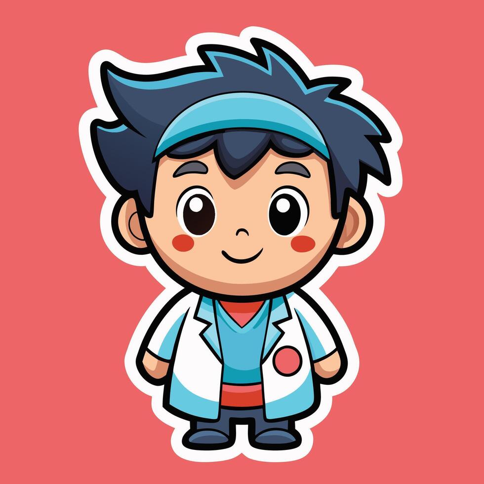 a cartoon character with a blue hat and a white coat vector