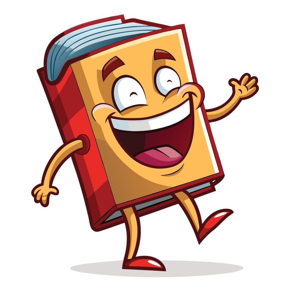 cartoon book character running vector