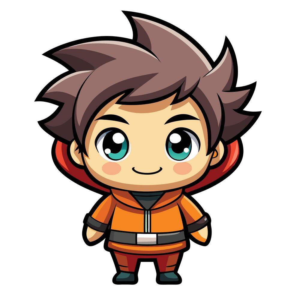 a cartoon character with brown hair and an orange jacket vector