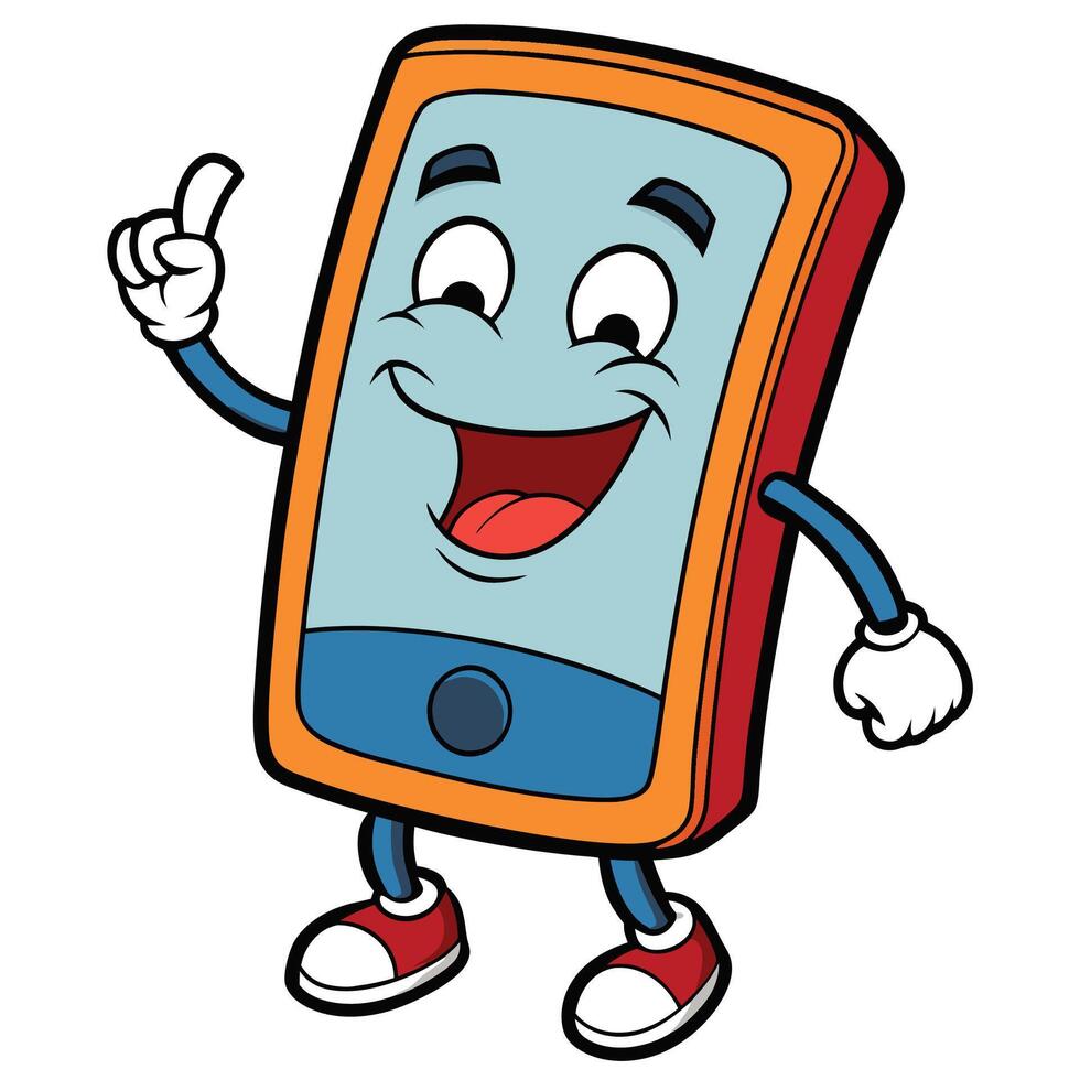smartphone cartoon character showing a thumbs up vector
