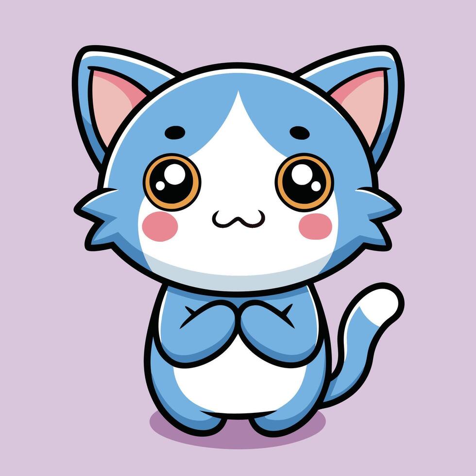 a cartoon blue and white cat with on a white background vector