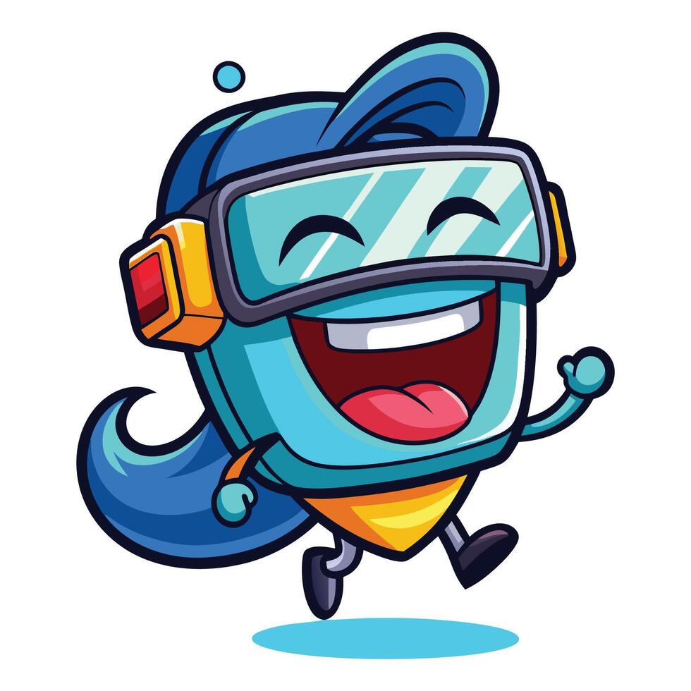 a cartoon character wearing goggles and holding a water bottle vector