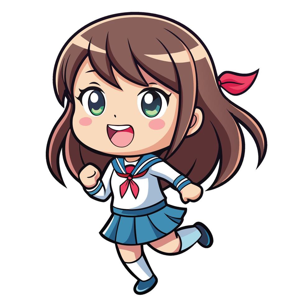 a cartoon girl in a sailor on a white background vector