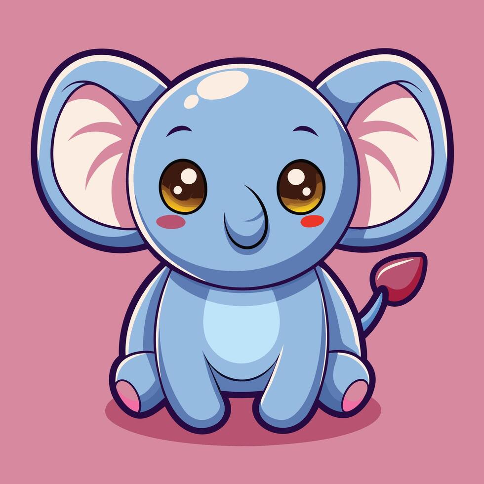 a cartoon elephant sitting on a pink background vector