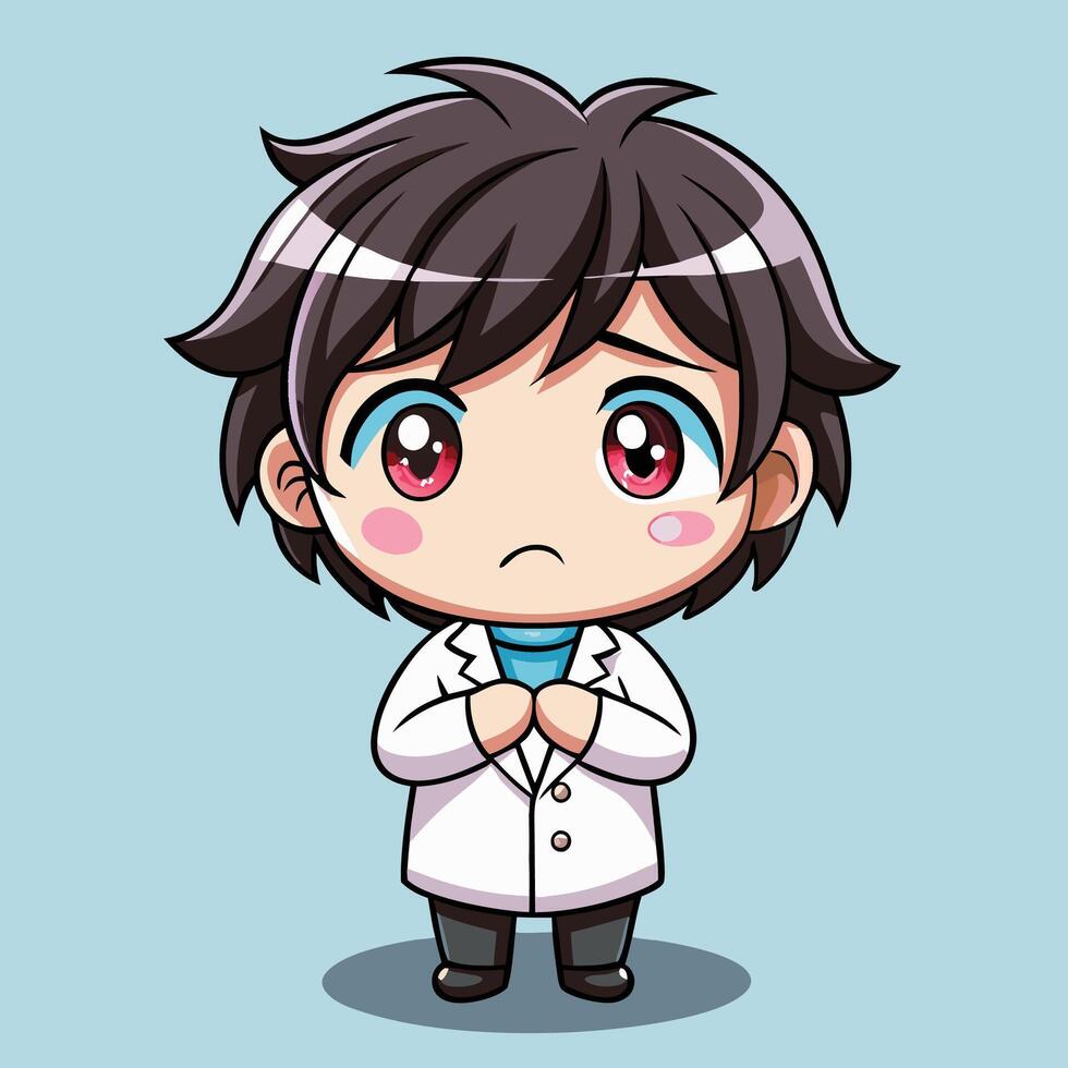 doctor boy in a lab coat on a white background vector