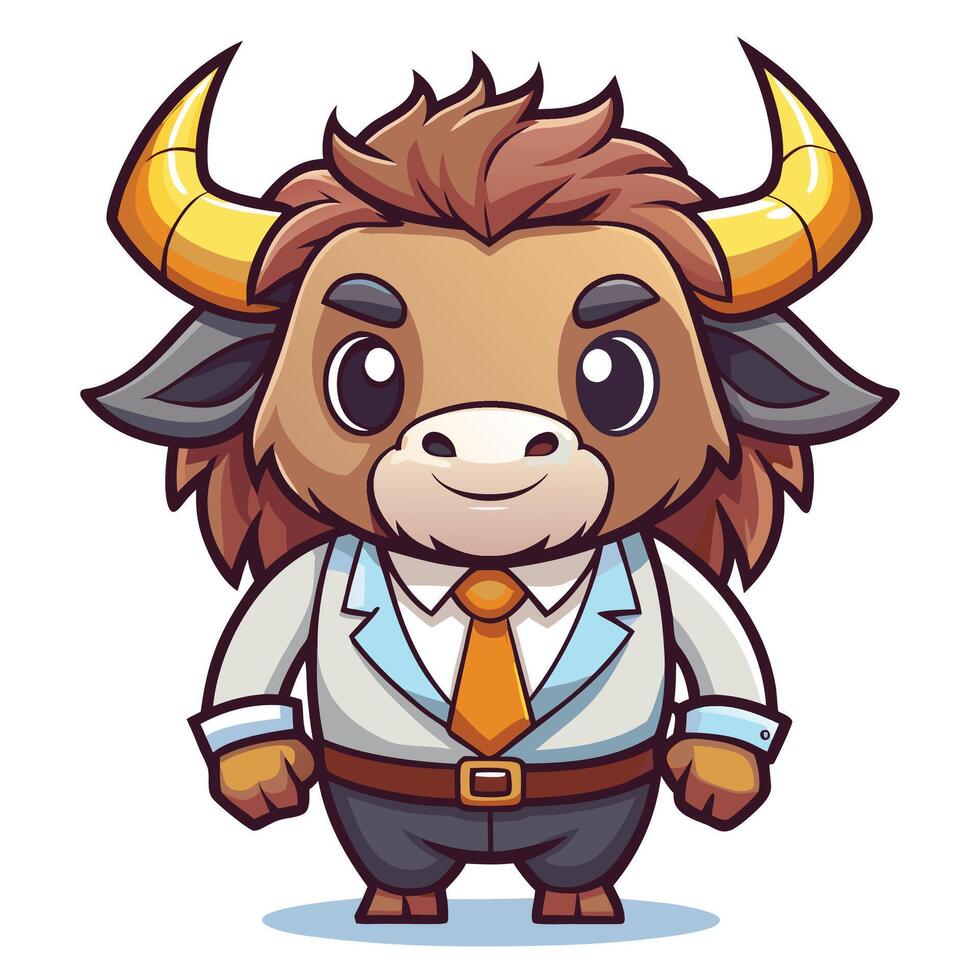 cartoon bull in business suit and tie vector