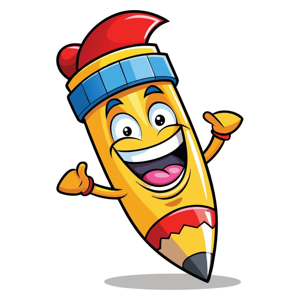 a cartoon pencil character a white background vector