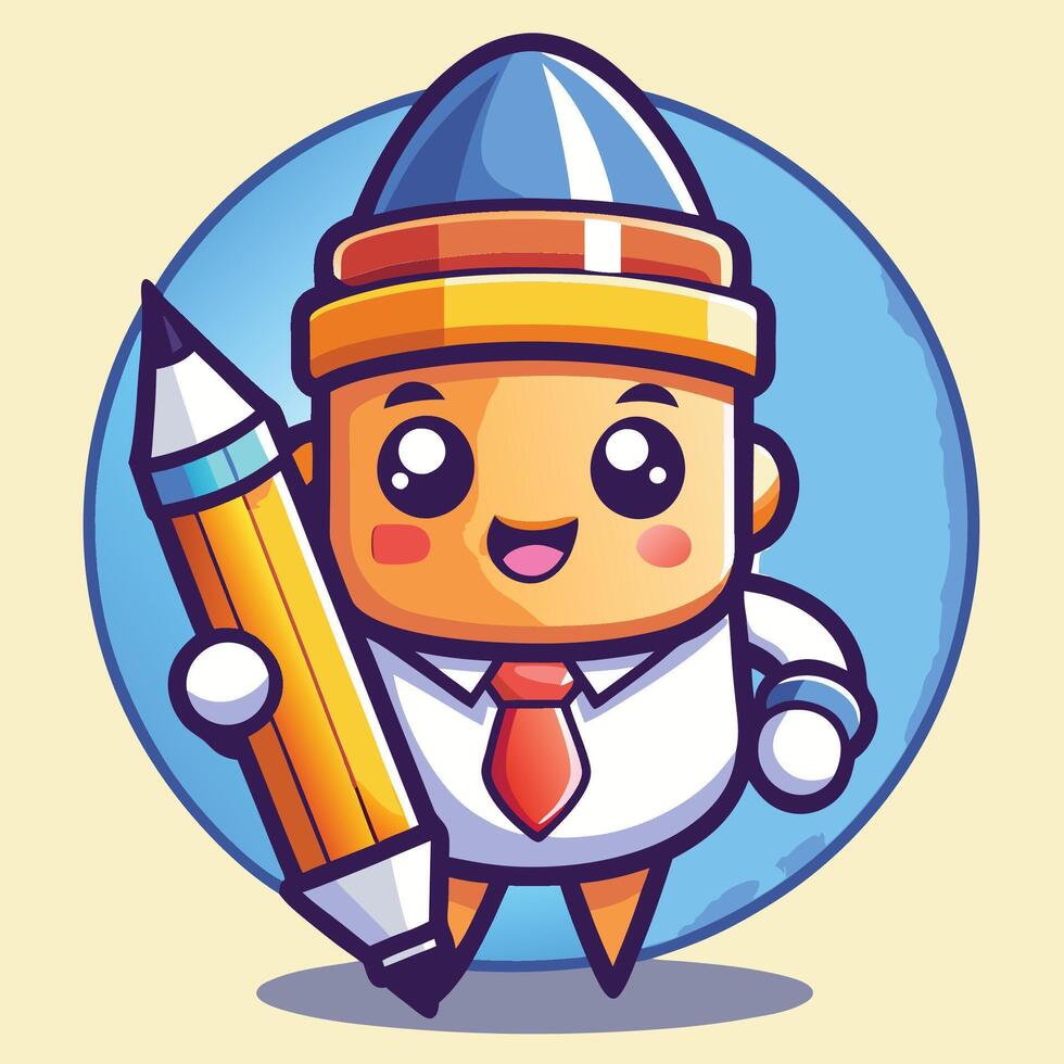 cartoon character holding a pencil vector