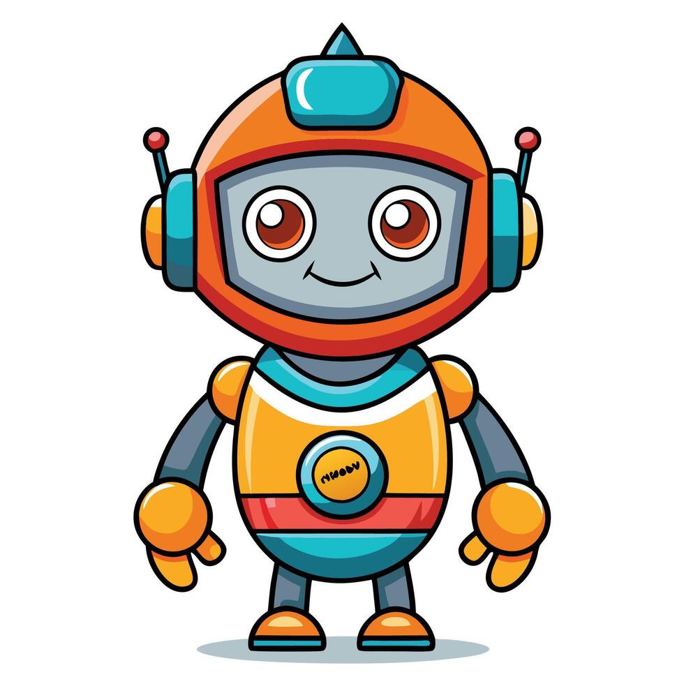 cartoon robot character illustration on a white background vector