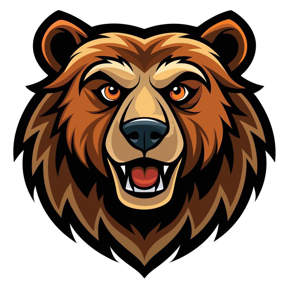 the head of a bear cartoon style on a white background vector
