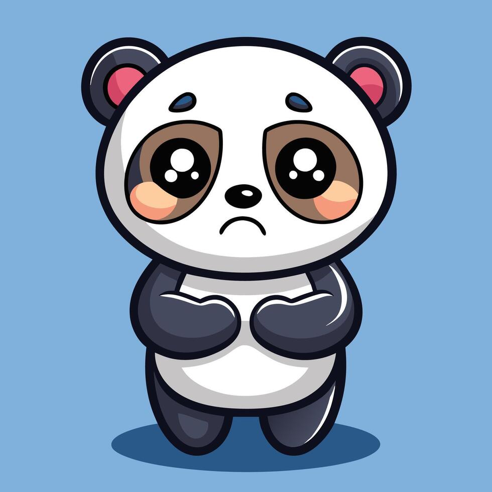 a cartoon panda bear with sad eyes vector