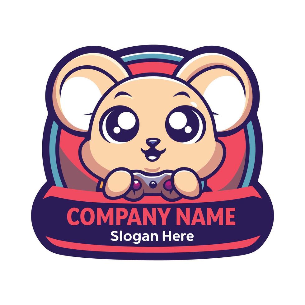 a cute mouse with a controller in its hand vector