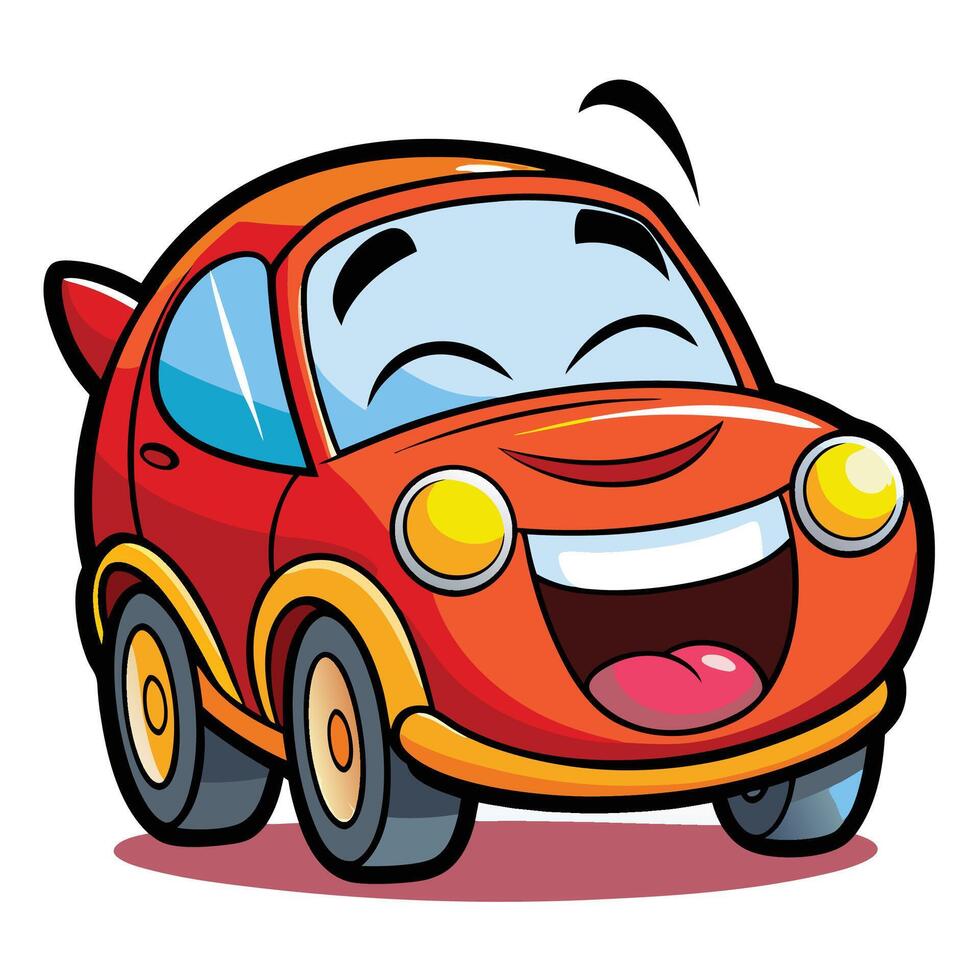 cartoon car with a big smile illustration vector