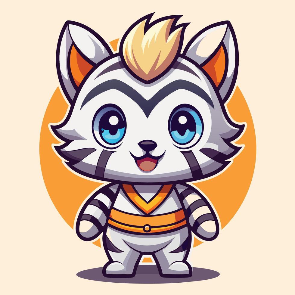 a cartoon cat with blue eyes and a yellow shirt vector