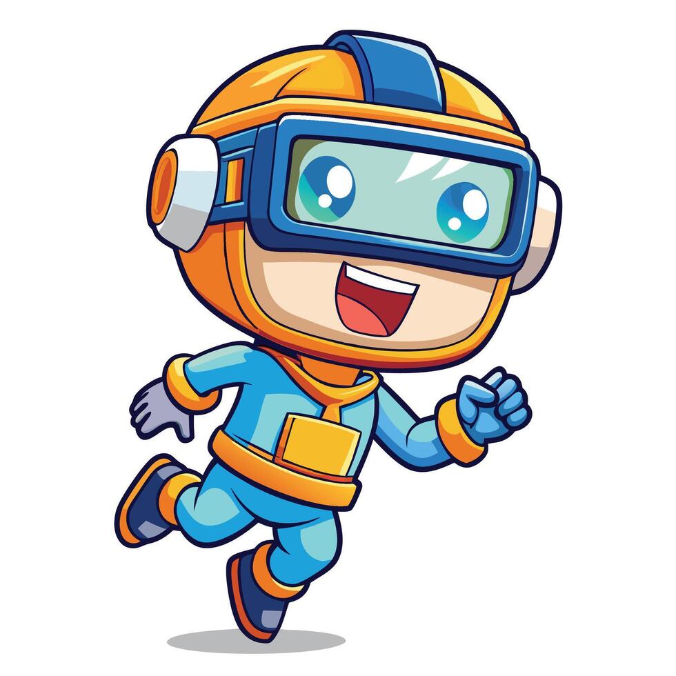 cartoon astronaut running goggles on vector