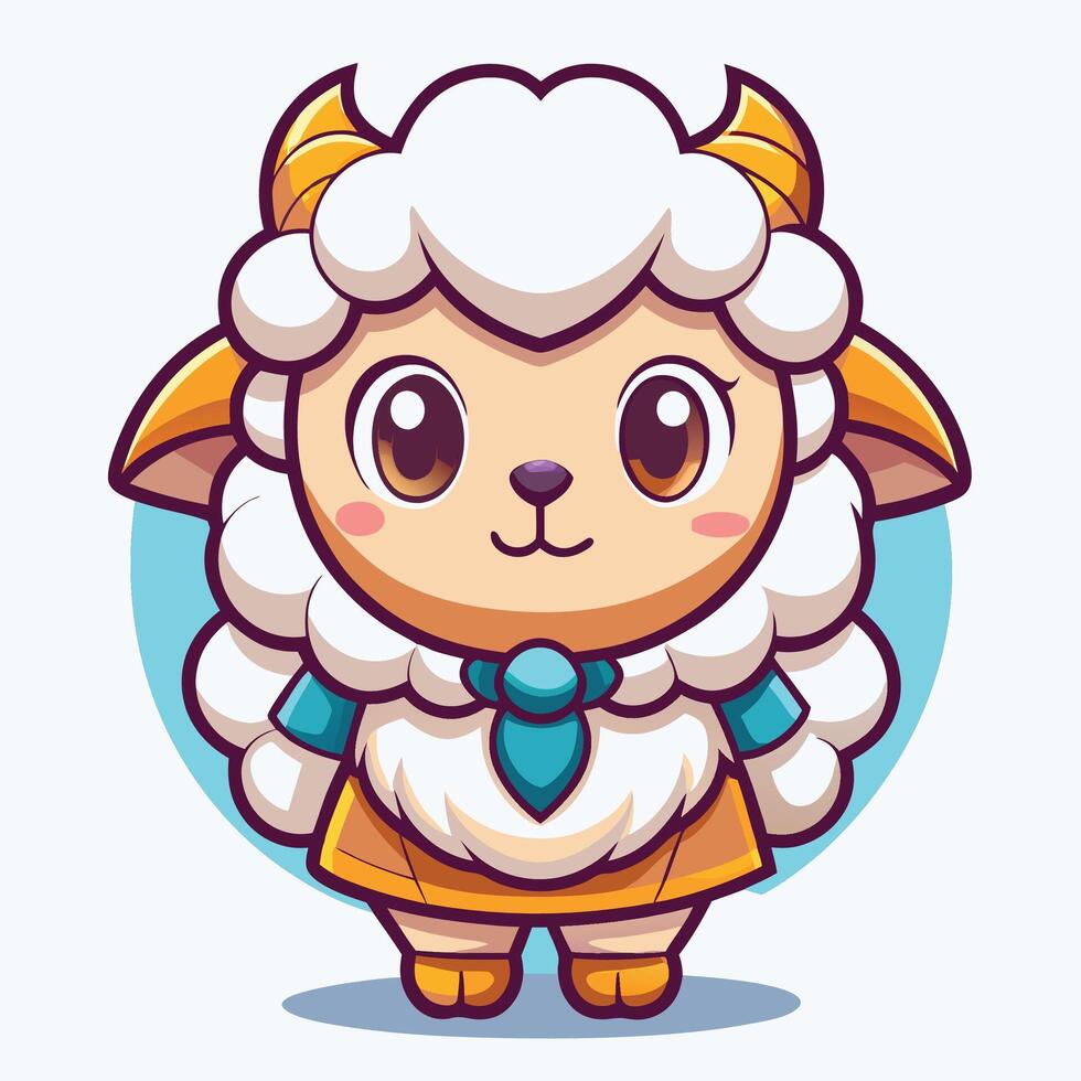 a cartoon sheep with horns and a bow tie vector