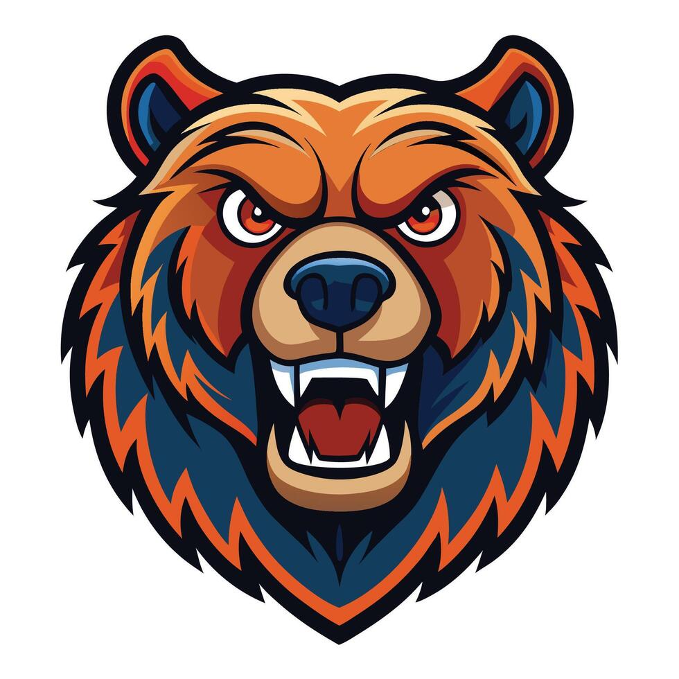 the head of a bear with an angry expression illustration logo vector