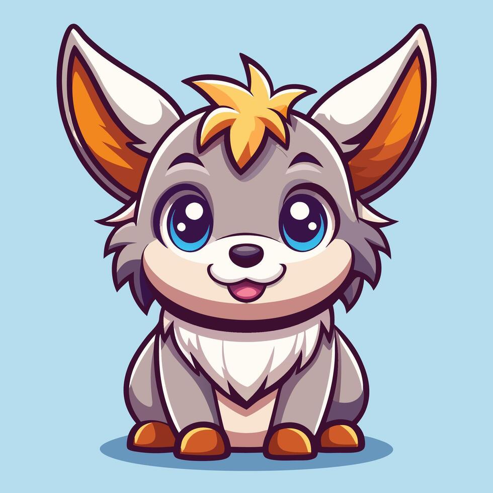 cartoon cute dog with big eyes and big ears vector