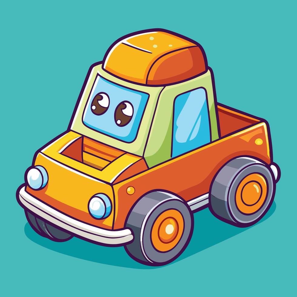 cartoon car with a smiley face on the side vector