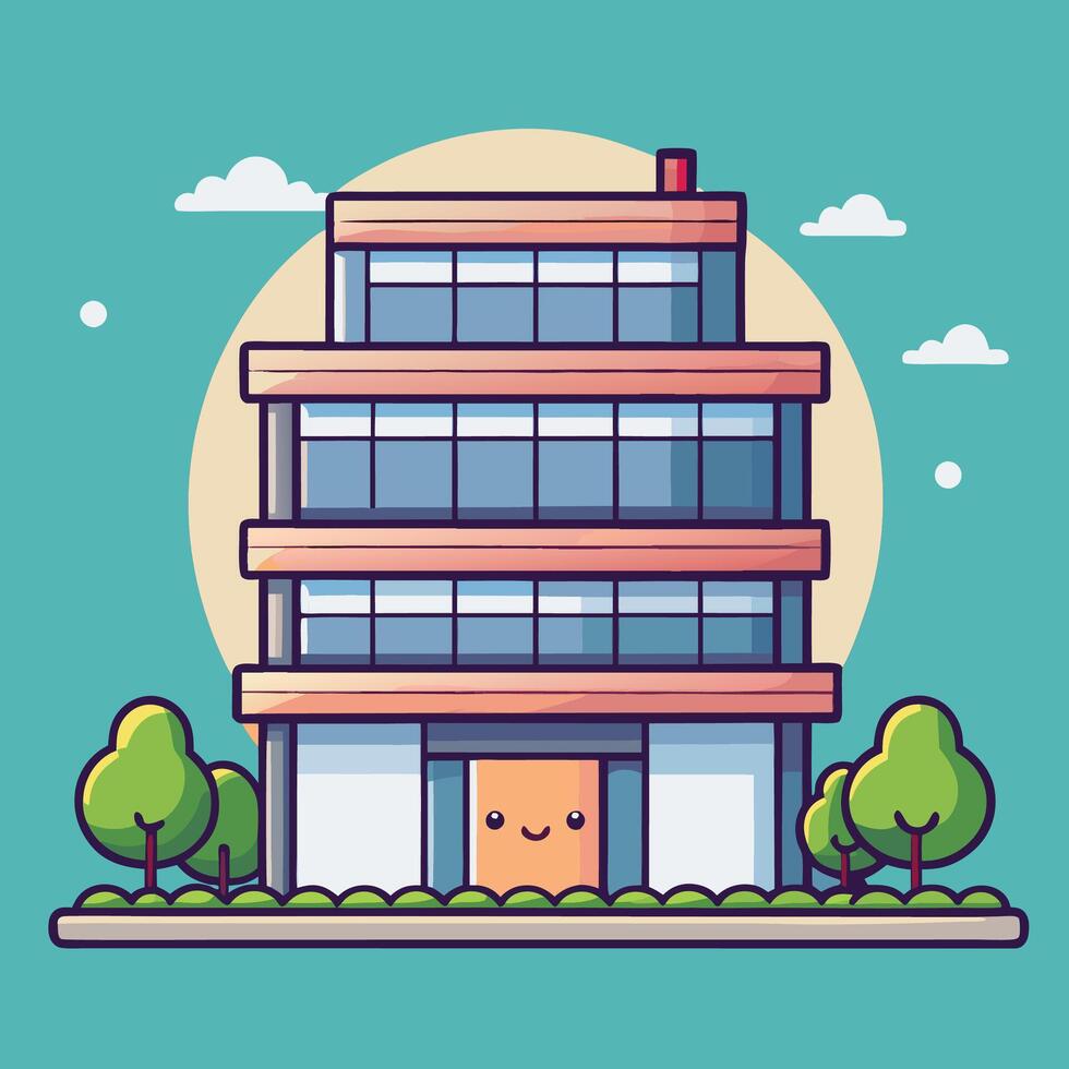 an illustration of a building with a door and windows vector