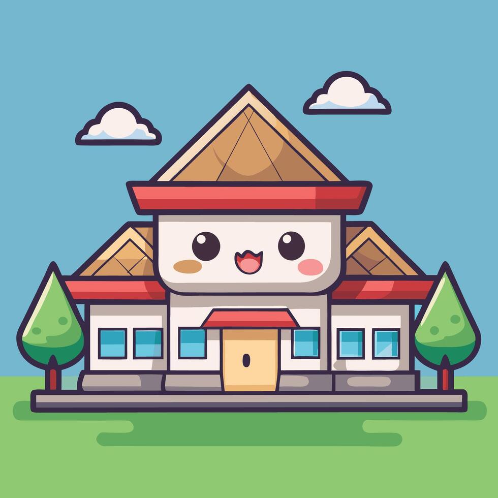 a cartoon house with a roof and a roof vector