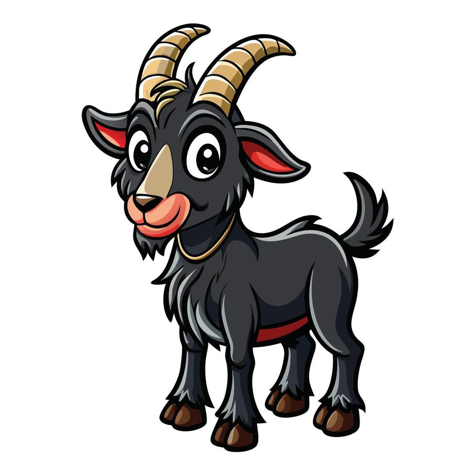 a cute cartoon goat with horns and a collar vector