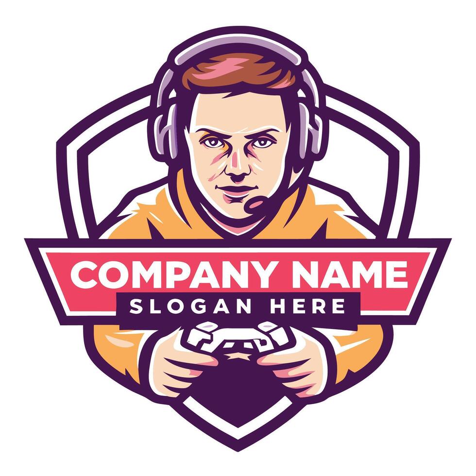 logo company man playing games with a controller vector