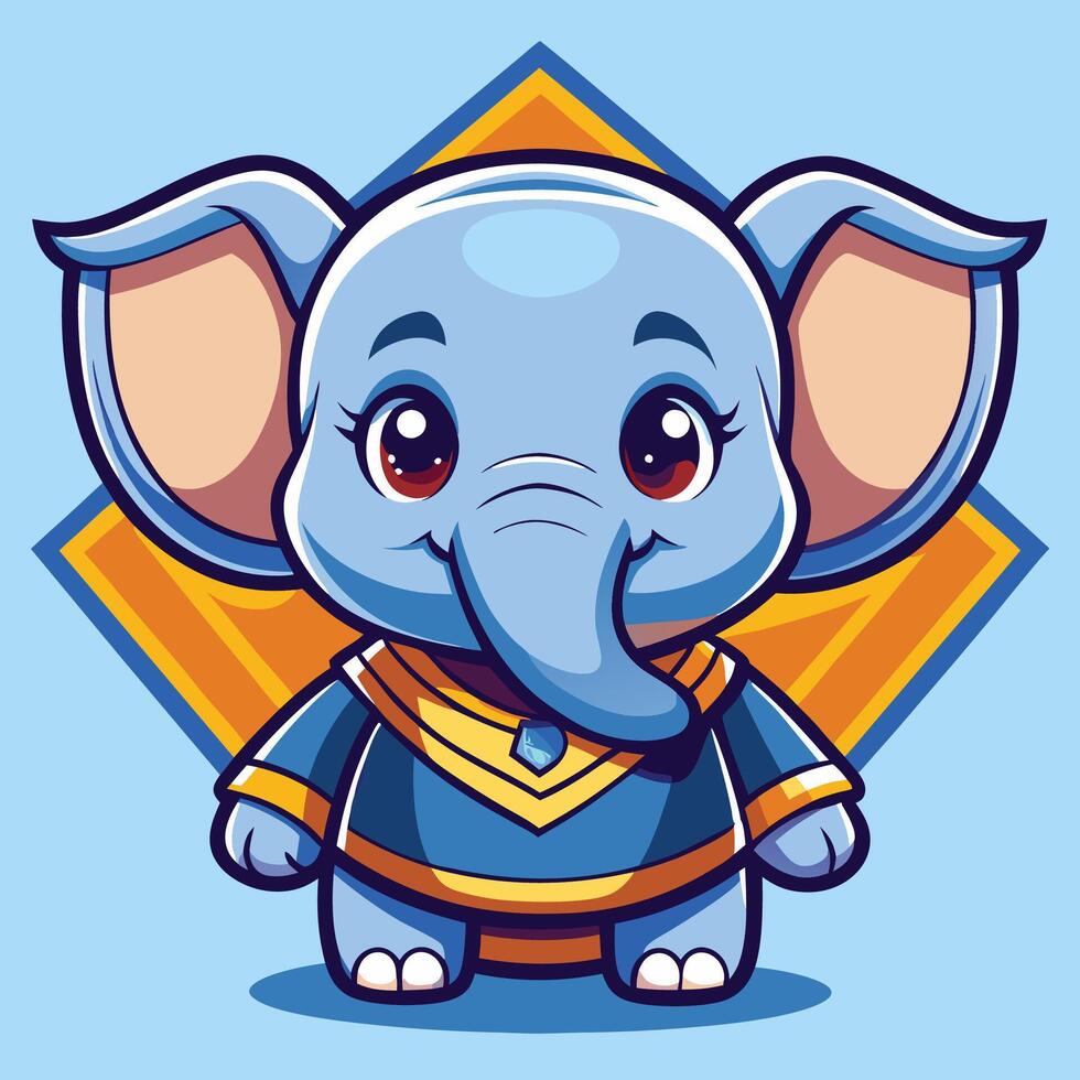 cartoon elephant in a blue and yellow outfit vector