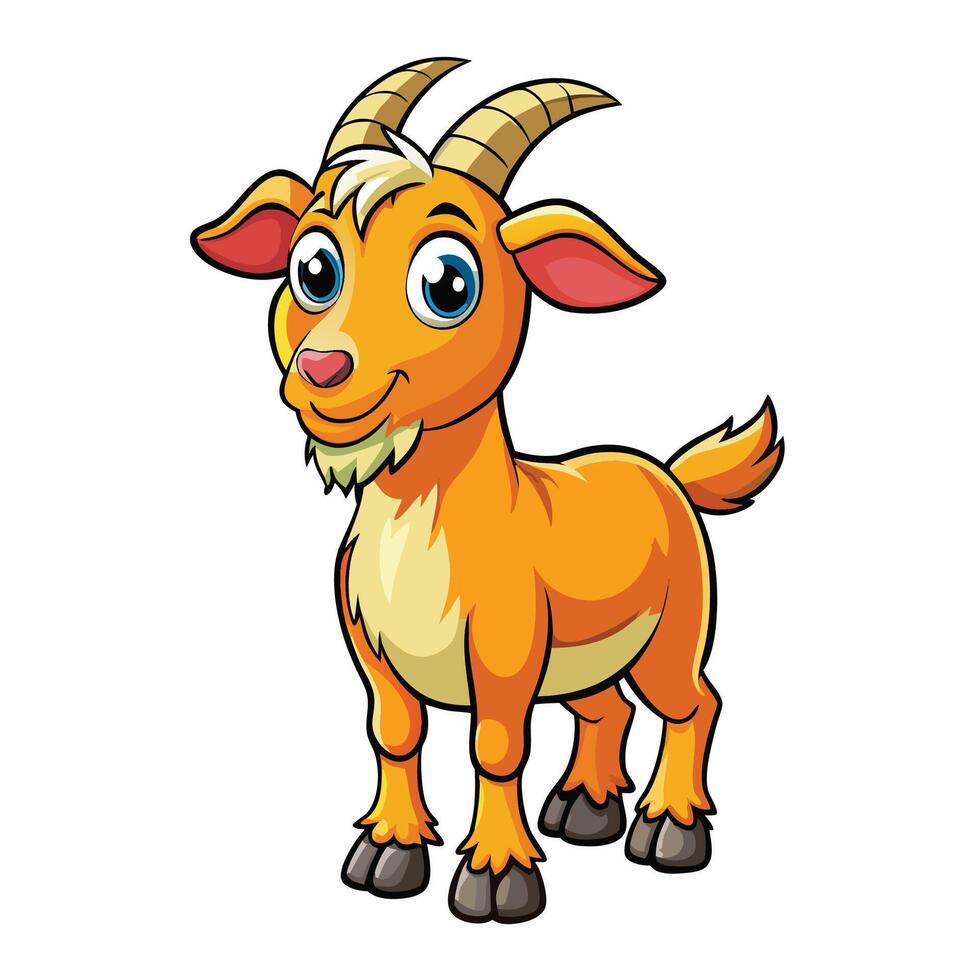 kawai chibi goat cartoon illustration vector