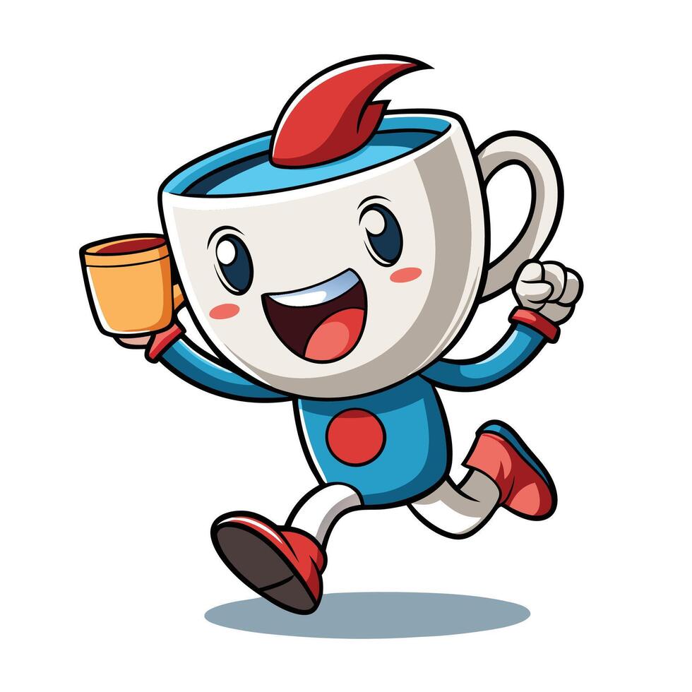 a cartoon with a cup of coffee vector