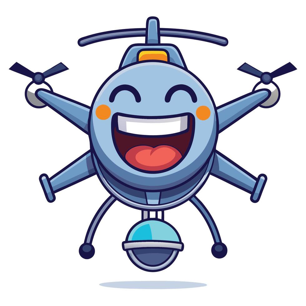 a cartoon blue flying drone with a smile vector