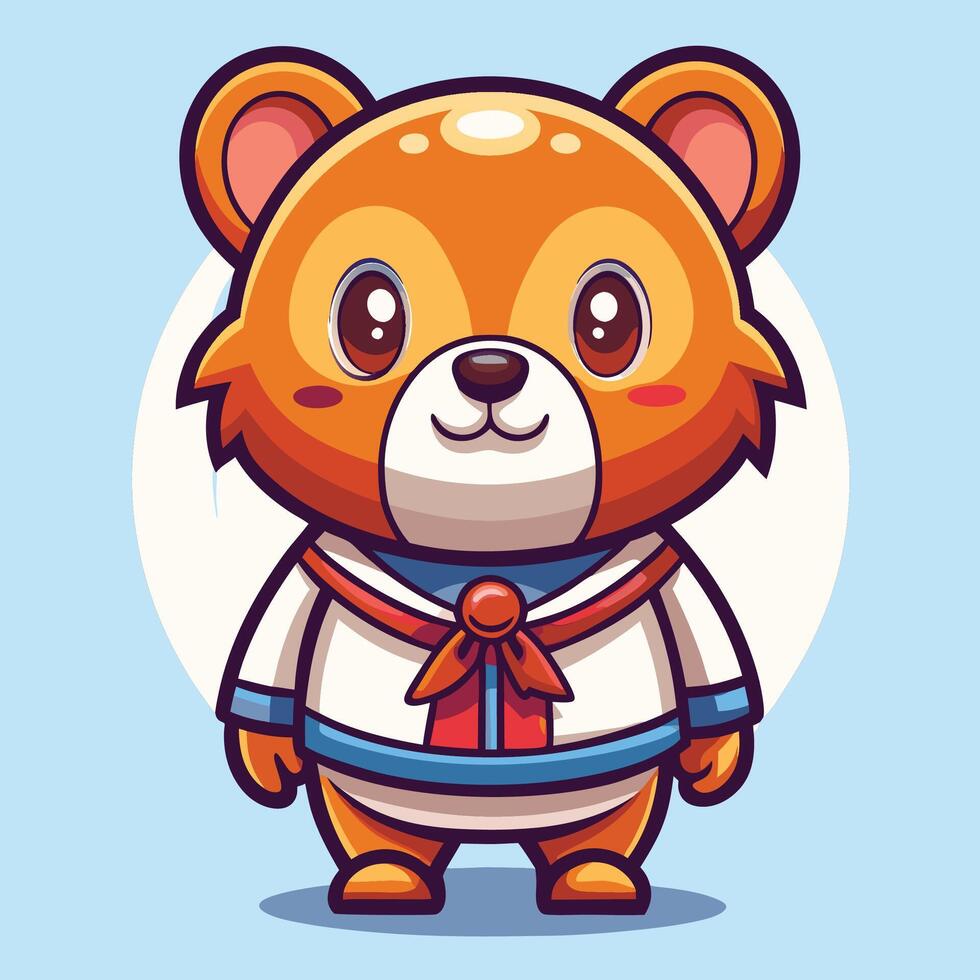 a cartoon bear dressed in sailor uniform vector