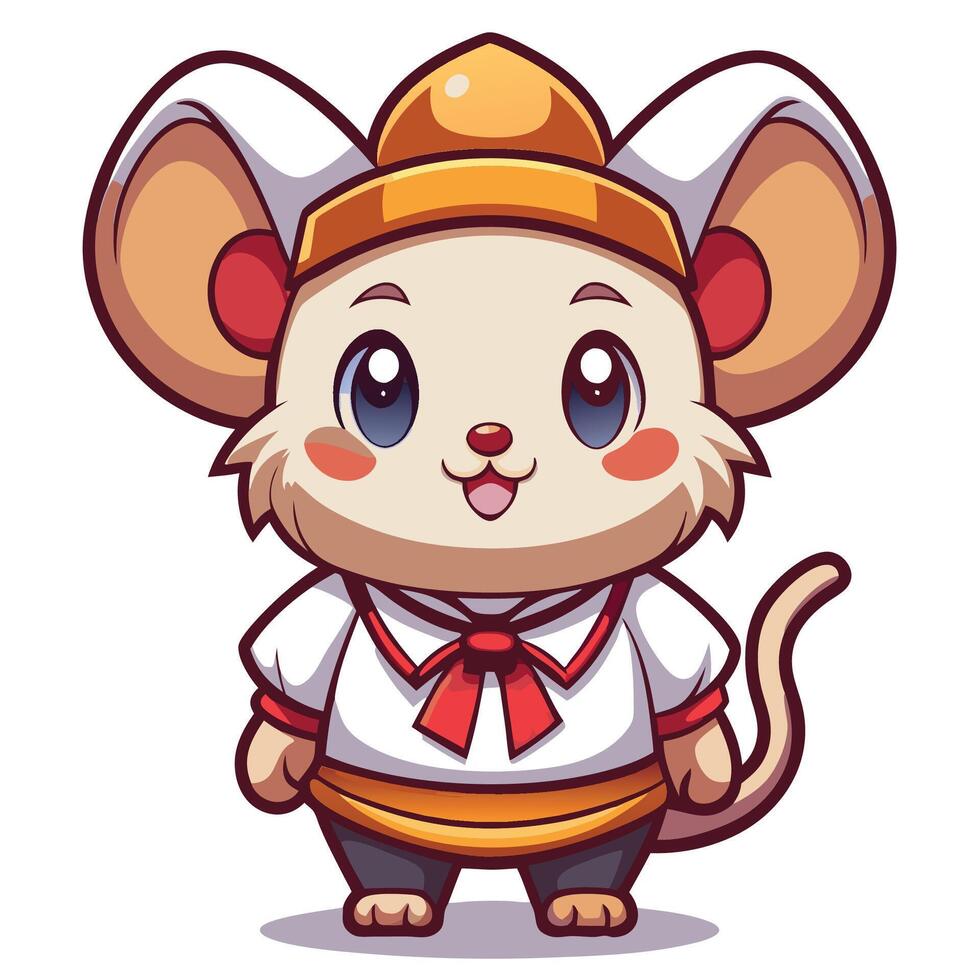 cartoon mouse in a sailor hat vector