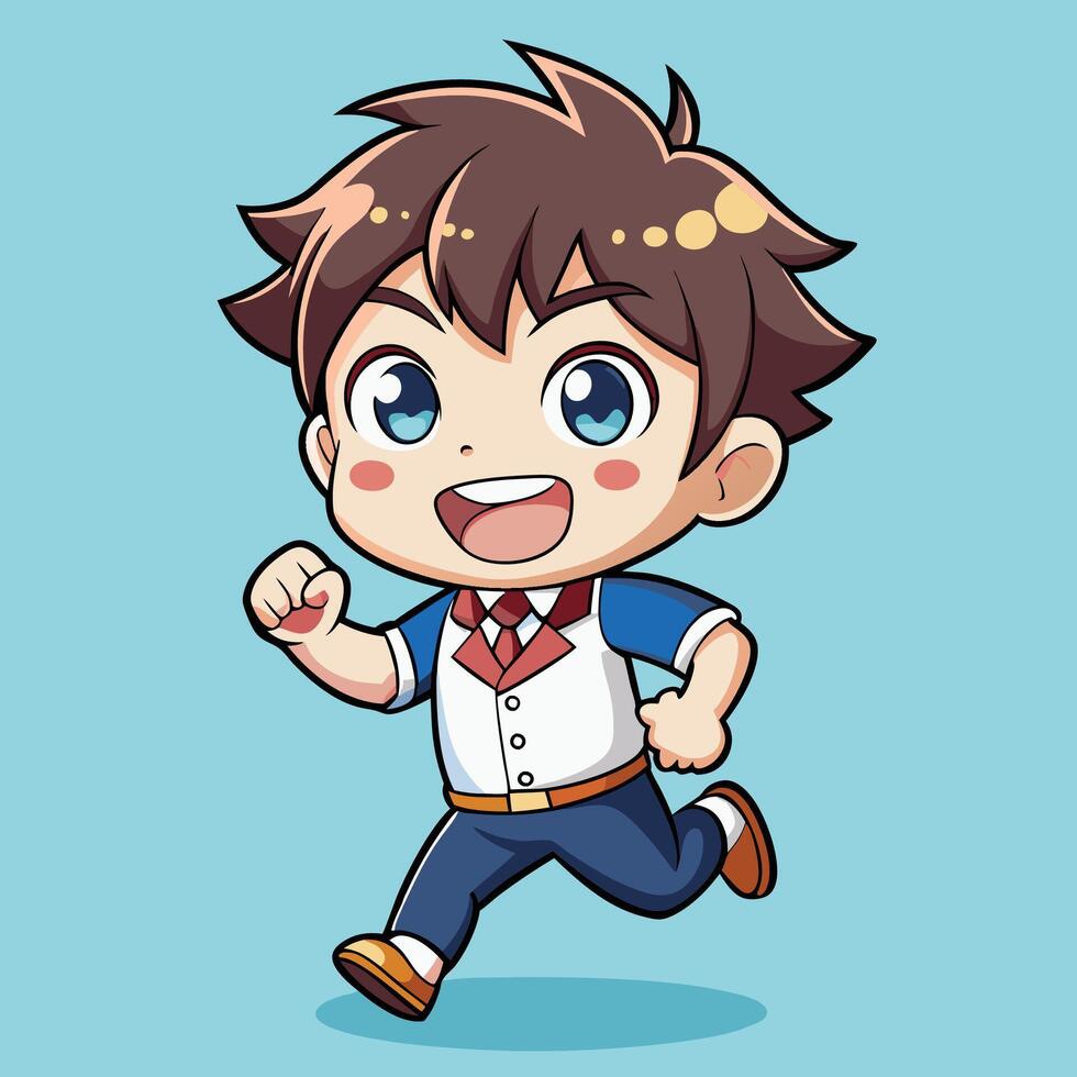 a cartoon boy running with a smile on his face vector