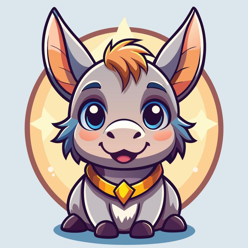 cartoon donkey with blue eyes and a collar vector