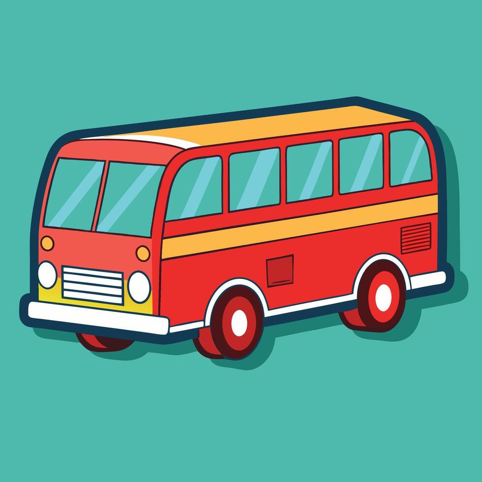 a red bus on a blue background vector